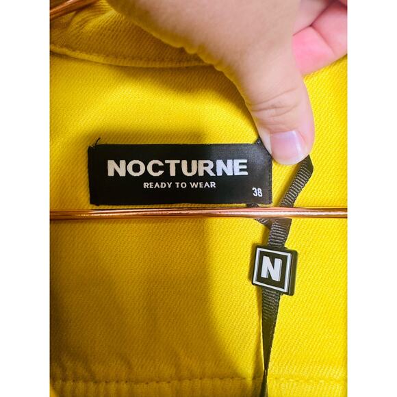 NWT NOCTURNE Ready To Wear Yellow Silver Studded Oversized Jacket Size Medium - Picture 8 of 11
